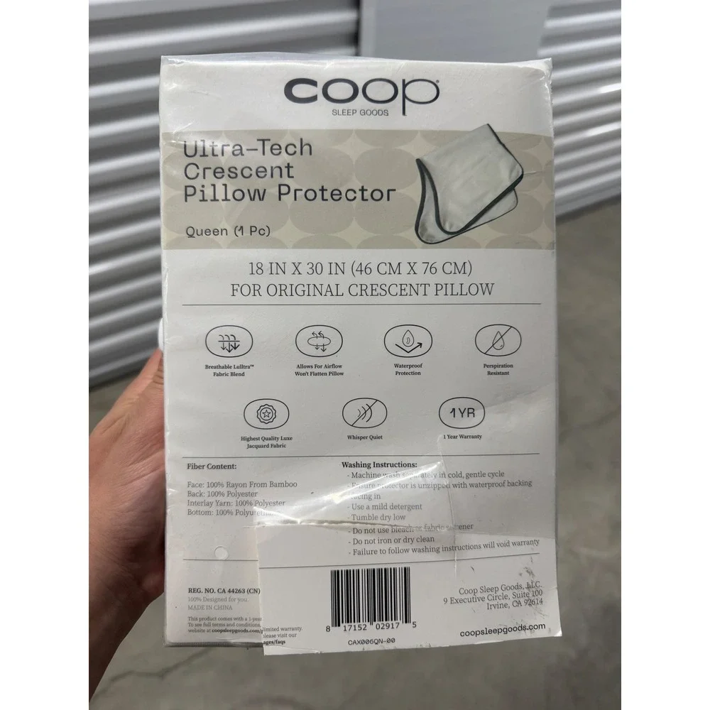 Coop Sleep Goods Ultra-Tech Crescent Pillow Protector Queen White NWT DIRTY